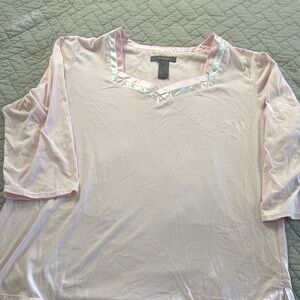 Liz Claiborne Light Pink V-Neck Long Sleeve Tee Sz XL